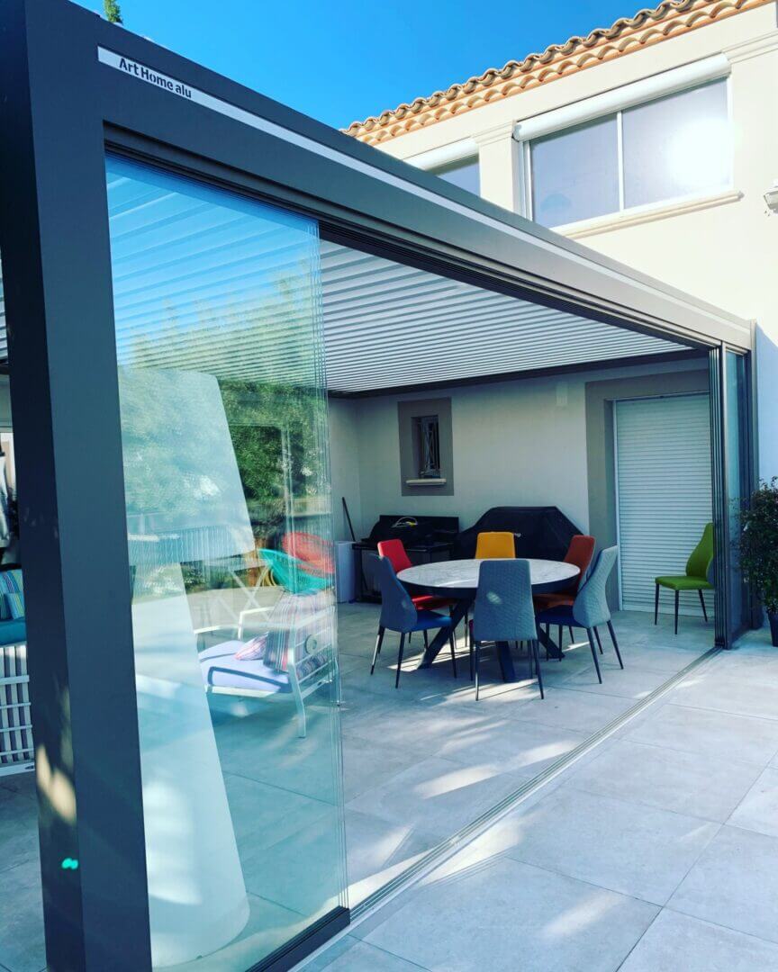 Installation Dune Pergolas Bioclimatique Gris Anthracite Avec Screen